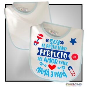 Babero de Bebé para Sublimar con Bies - Colores Azul y Rosa