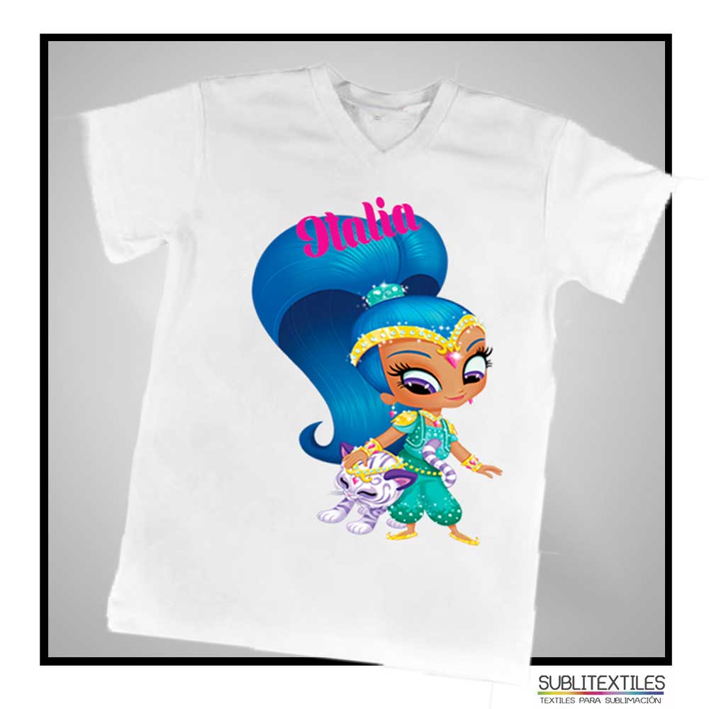 Camiseta Infantil Blanca 100% Poliéster para Sublimar | Cuello V