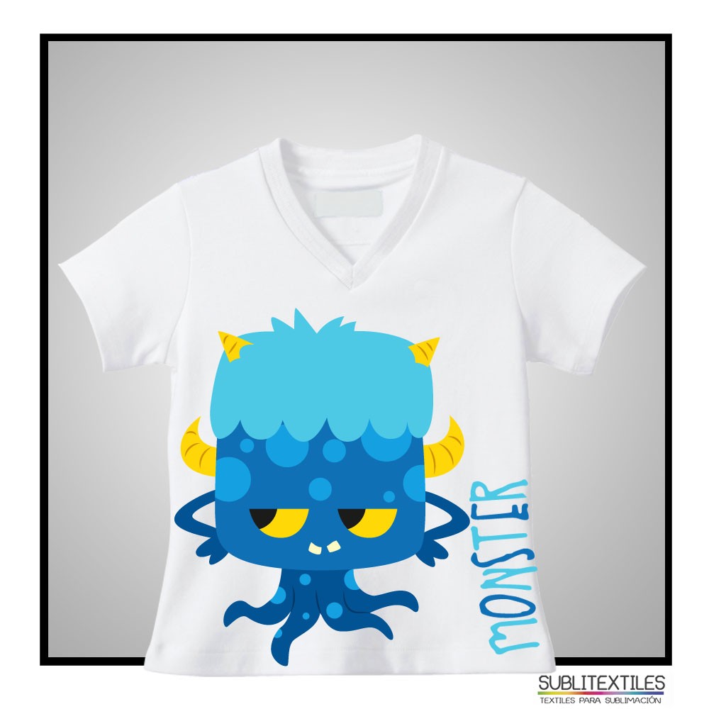 Camiseta Infantil Blanca 100% Poliéster para Sublimar | Cuello V - Image 2