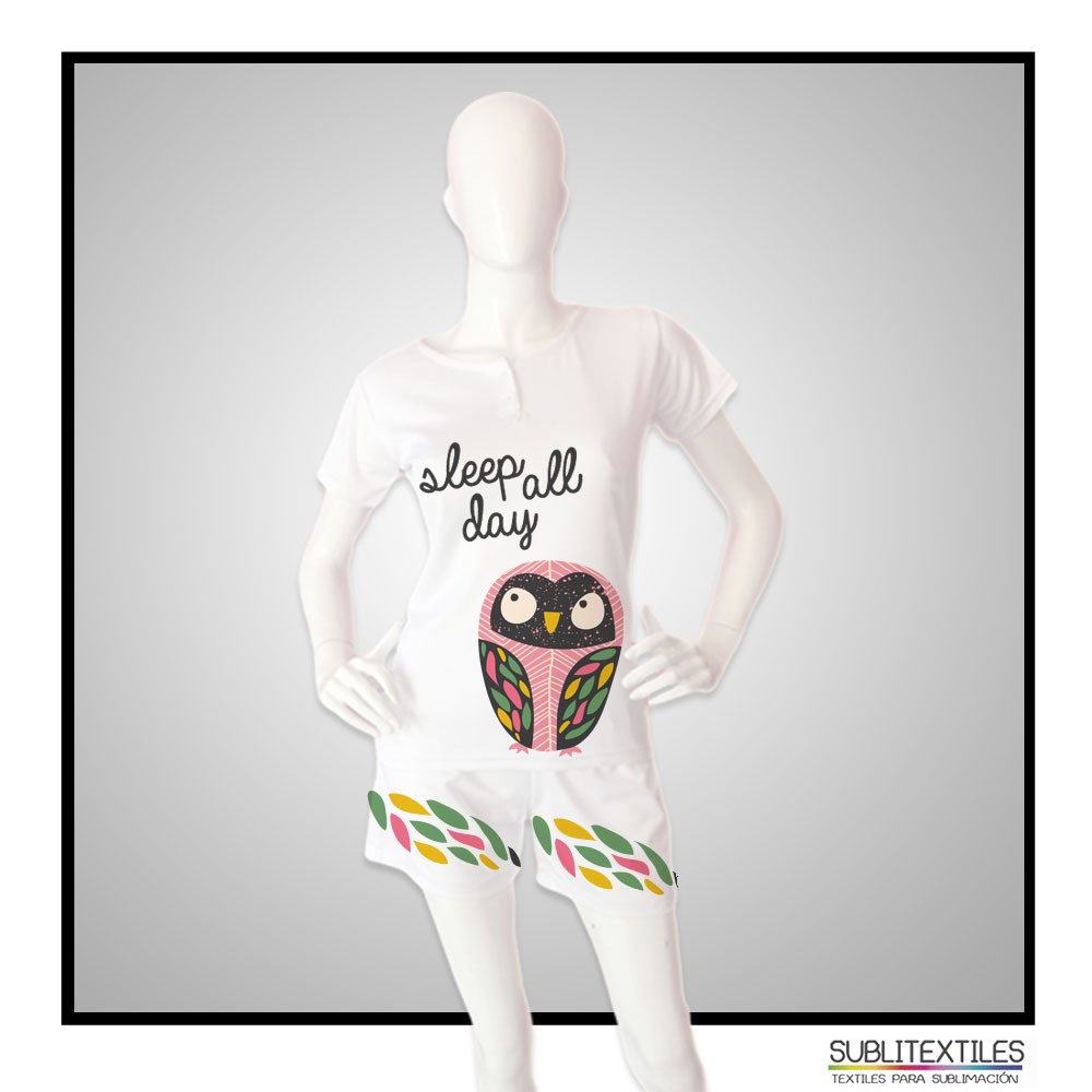 Playera de Pijama para Dama Blanca | Lista para Sublimar - Image 2